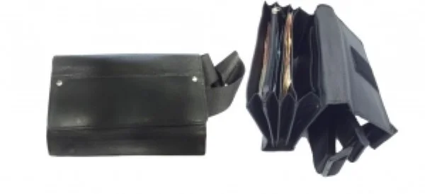 Portefeuille cuir noir 5 compartiments + ceinture velcr