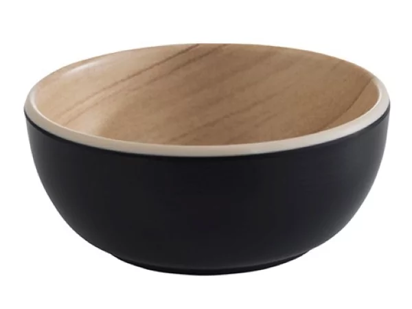 Melamine Frida bowl zwart/houtlook D85xH35mm 100ml